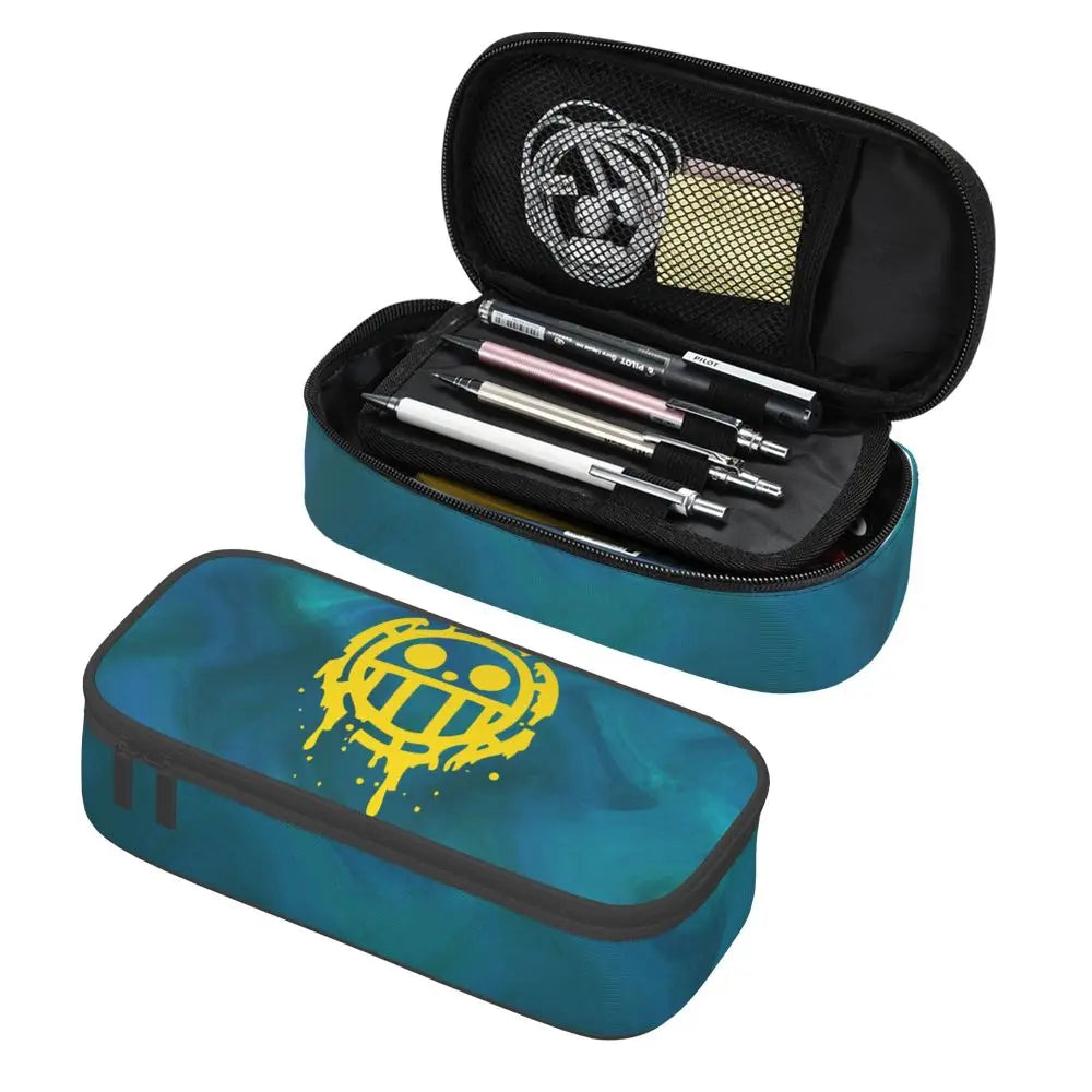 Custom One P-Pieces Cute Pencil Case Boys Girls Large Capacity Straw Hat Pirates Skull Pencil Bag Students Stationery