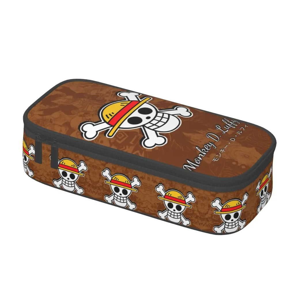 Custom One P-Pieces Cute Pencil Case Boys Girls Large Capacity Straw Hat Pirates Skull Pencil Bag Students Stationery