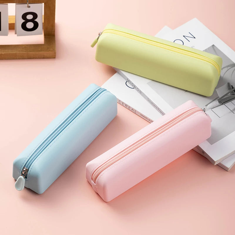 Soft Silicone Pencil Case Creative Zipper Pen Bag Waterproof Large Storage Bag For School Organizer Supplies