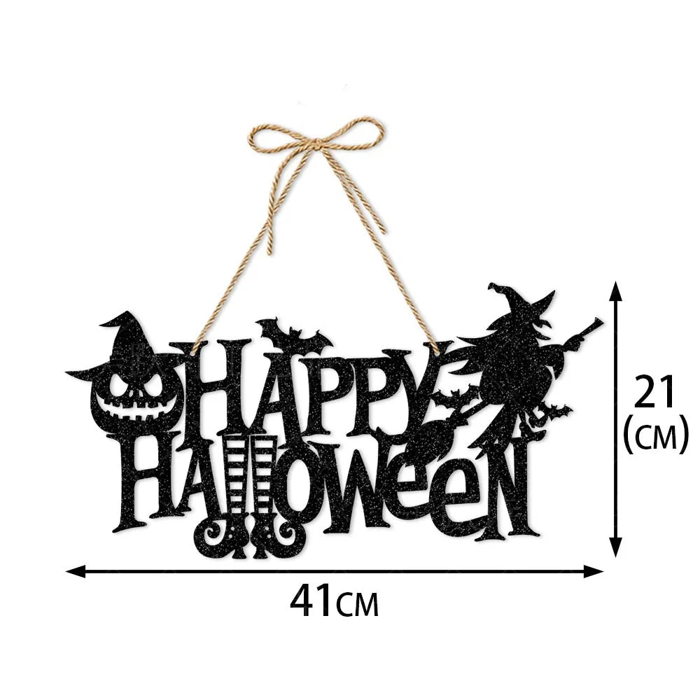 Halloween Paper Hanging Sign Spooky Pumpkin Witch Ghost Front Door Hanger Welcome Sign DIY Halloween Party Decoration 2023