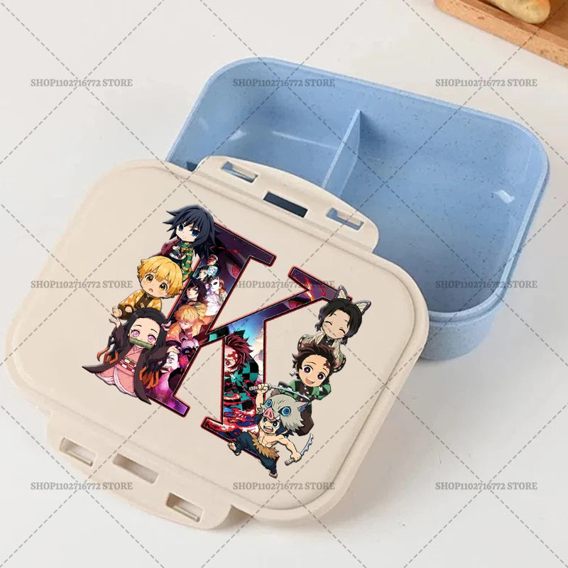 Demon Slayer Lunch Box Anime Letter A-Z Food Storage Containers Kids School Picnic Bento Boxes Office Dinner Case Boy Girl Gift