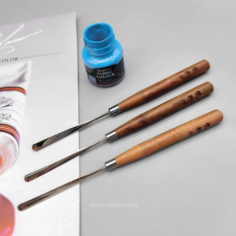 Watercolor Paint Stirring Stick Wooden Handle Stainless Steel Blade Gouache Oil Paint Spatula Painting Tools Art Supplies