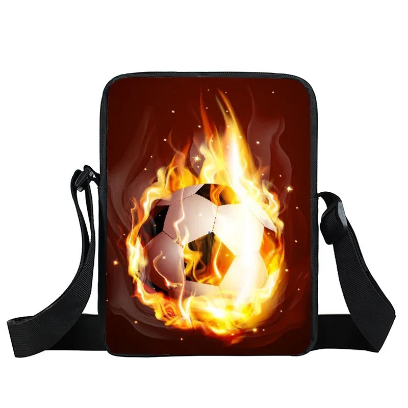 Cool Footbally / Soccerly Print Messenger Bag Girls Boys Handbags Children Shoulder Bag for Travel Kids Satchel Bookbags
