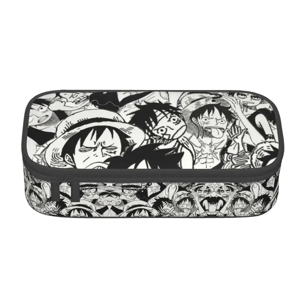 Custom One P-Pieces Cute Pencil Case Boys Girls Large Capacity Straw Hat Pirates Skull Pencil Bag Students Stationery