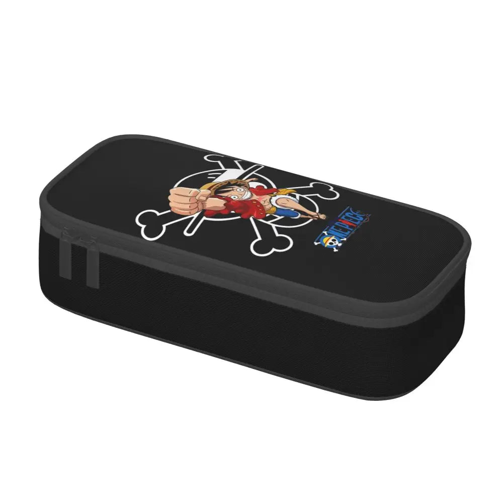 Custom One P-Pieces Cute Pencil Case Boys Girls Large Capacity Straw Hat Pirates Skull Pencil Bag Students Stationery