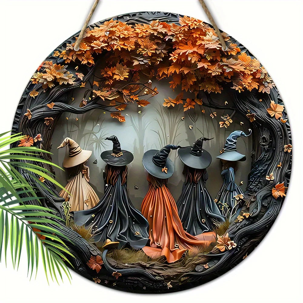 Halloween Gothic Witch Wooden Hanging Tag Halloween Jungle Fun Home Decor Horror Elements Wooden Hanging Decor Halloween Party