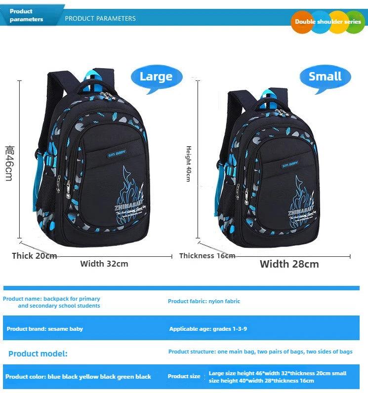 Waterproof Lightweight School Backpack for Kids 6-12 Years Durable Large Capacity Student Bookbag Boys Girls254