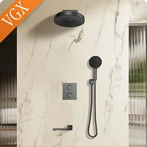 VGX Shower System Set Bathroom Shower Faucet Set 3-way Rainfall Shower Set Shower Mixer Crane with Hand Shower Set Grey White