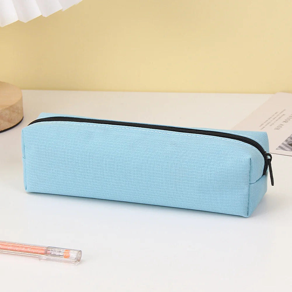 Pencil Case Black Stationery Trousse Scolaire Pencil Pouch School Supplies Solid Color Pencilcase School Pencil Cases