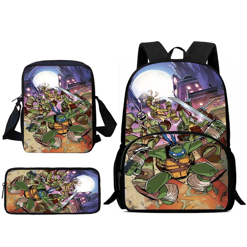 Child Backpacks Shoulder Bag Pencil Case Pupil Large Capacity For N-ninjas Turtless School Bags for Boys Girls Best Gift