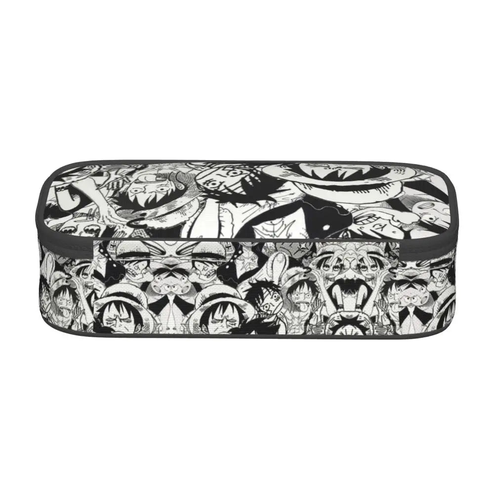 Custom One P-Pieces Cute Pencil Case Boys Girls Large Capacity Straw Hat Pirates Skull Pencil Bag Students Stationery