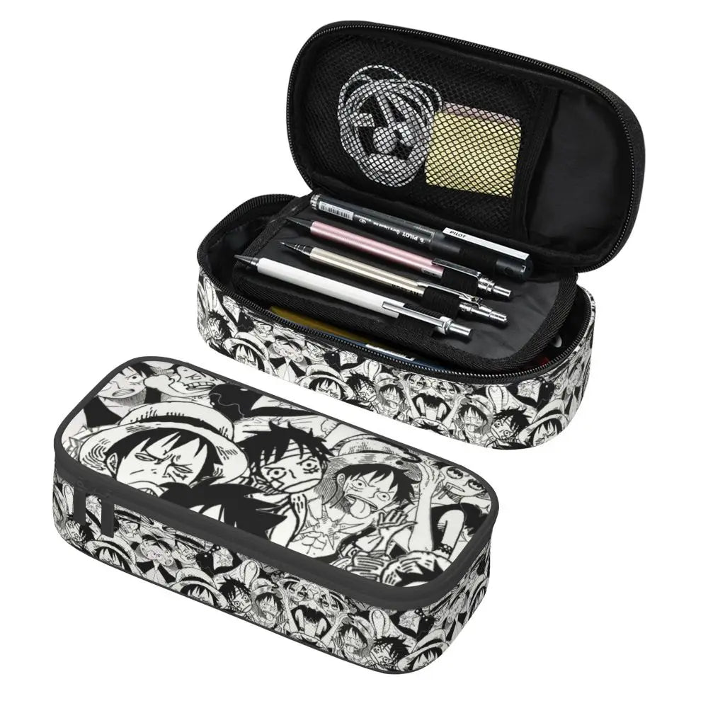 Custom One P-Pieces Cute Pencil Case Boys Girls Large Capacity Straw Hat Pirates Skull Pencil Bag Students Stationery