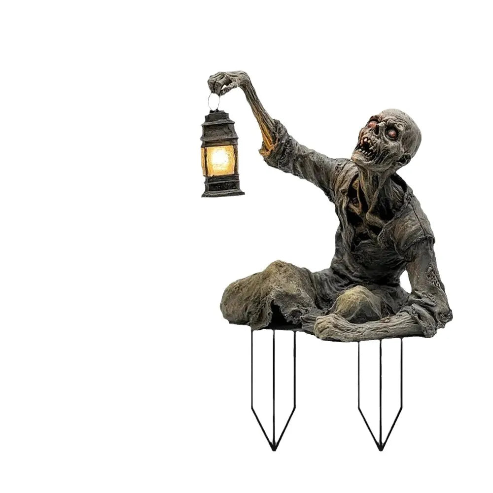 1pcs Halloween Lantern Terror Zombie Ornament Spooky 2D Acrylic Garden Ground Plug Ornament Home Outdoor Garden DIY Decor Gift