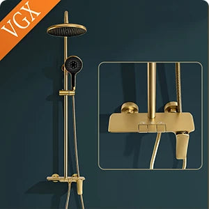 VGX Shower System Set Bathroom Shower Faucet Set 3-way Rainfall Shower Set Shower Mixer Crane with Hand Shower Set Grey White