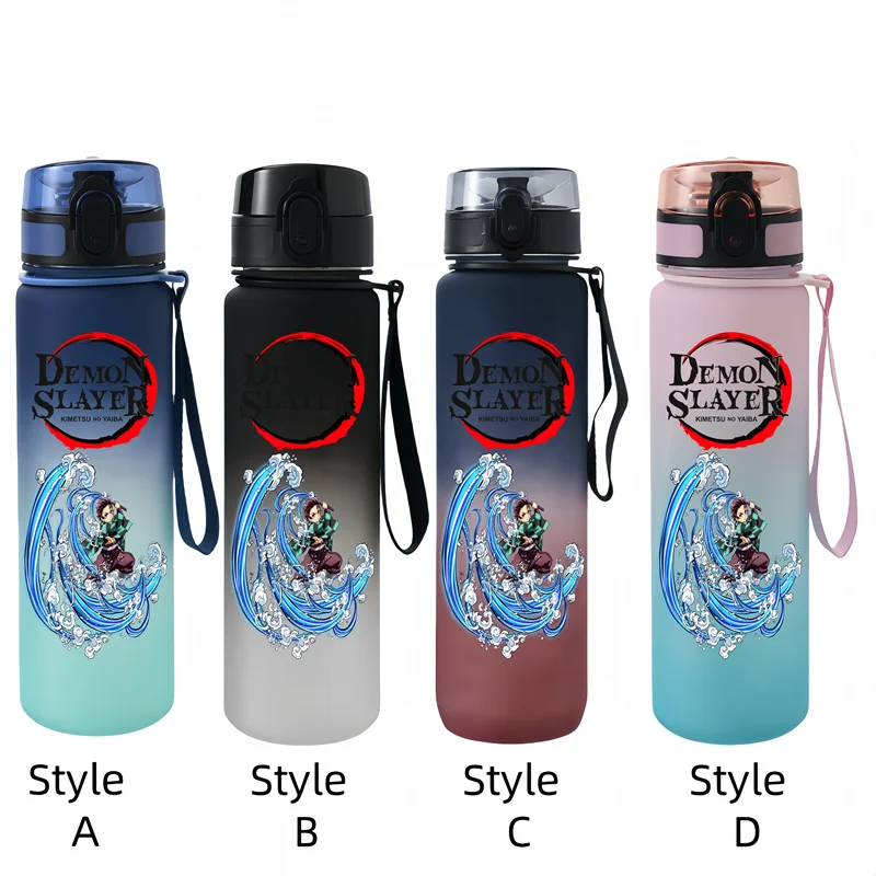Demon Slayer 650ml Cartoon Characters Portable Water Cup Large Capacity Outdoor Sports Plastic Leak-proof Water Bottle Gift