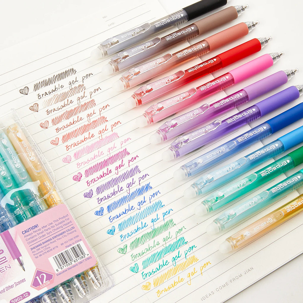 12/24/36-Pack Erasable Rainbow Gel Pens Set, 0.7mm Fine Tip Color Pens for Journaling, Drawing, DIY – Back to School, Halloween