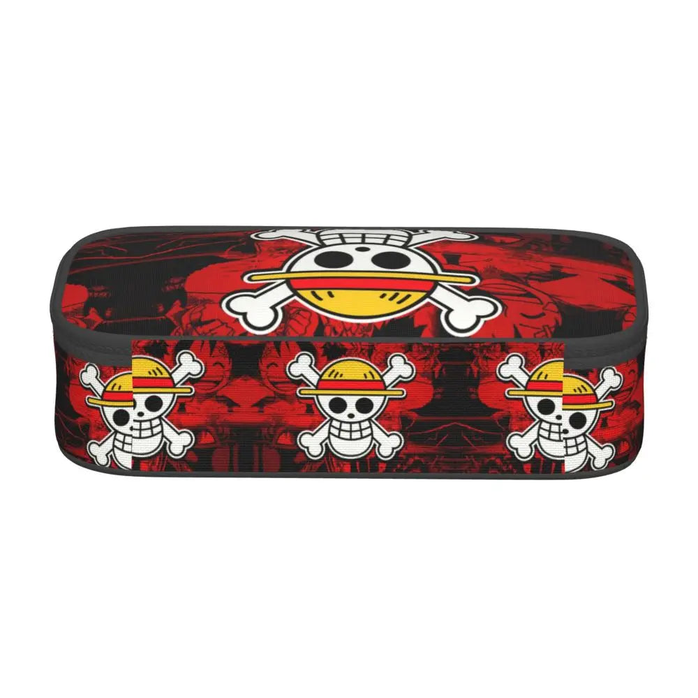 Custom One P-Pieces Cute Pencil Case Boys Girls Large Capacity Straw Hat Pirates Skull Pencil Bag Students Stationery