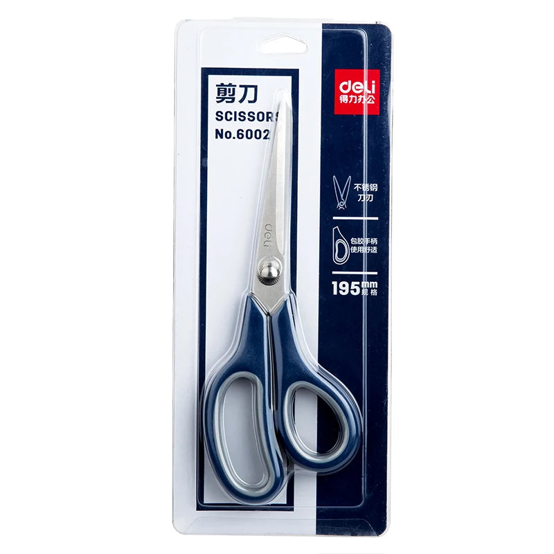 Deli 6002 200mm/7.87in Multi-functional Stainless Steel Scissors Precision Cutting Household Office Tailor's Hand Scissors