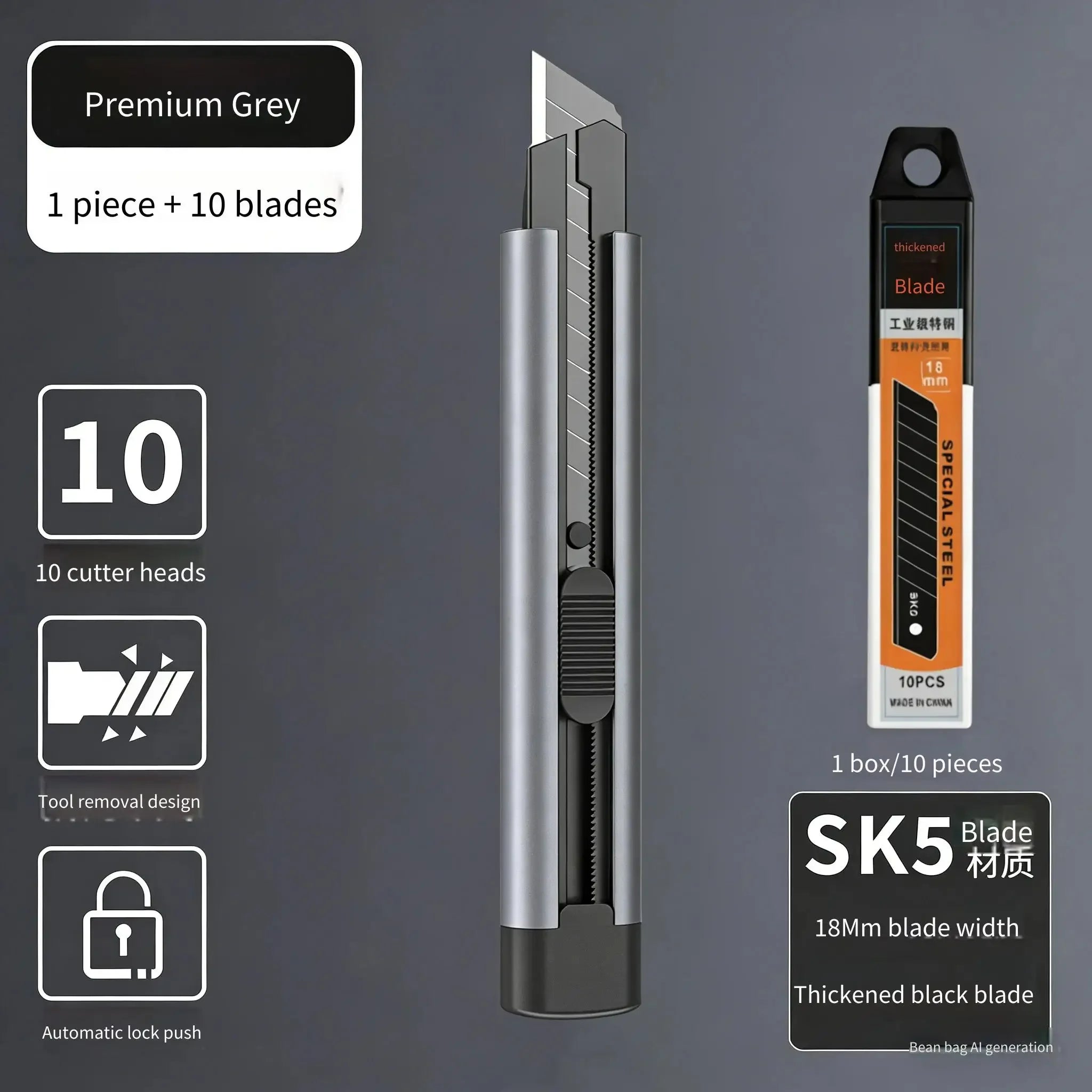 Heavy-Duty Stainless Steel Utility Knife - Large Cutter for Wallpaper, Unboxing, Crafts & General Use