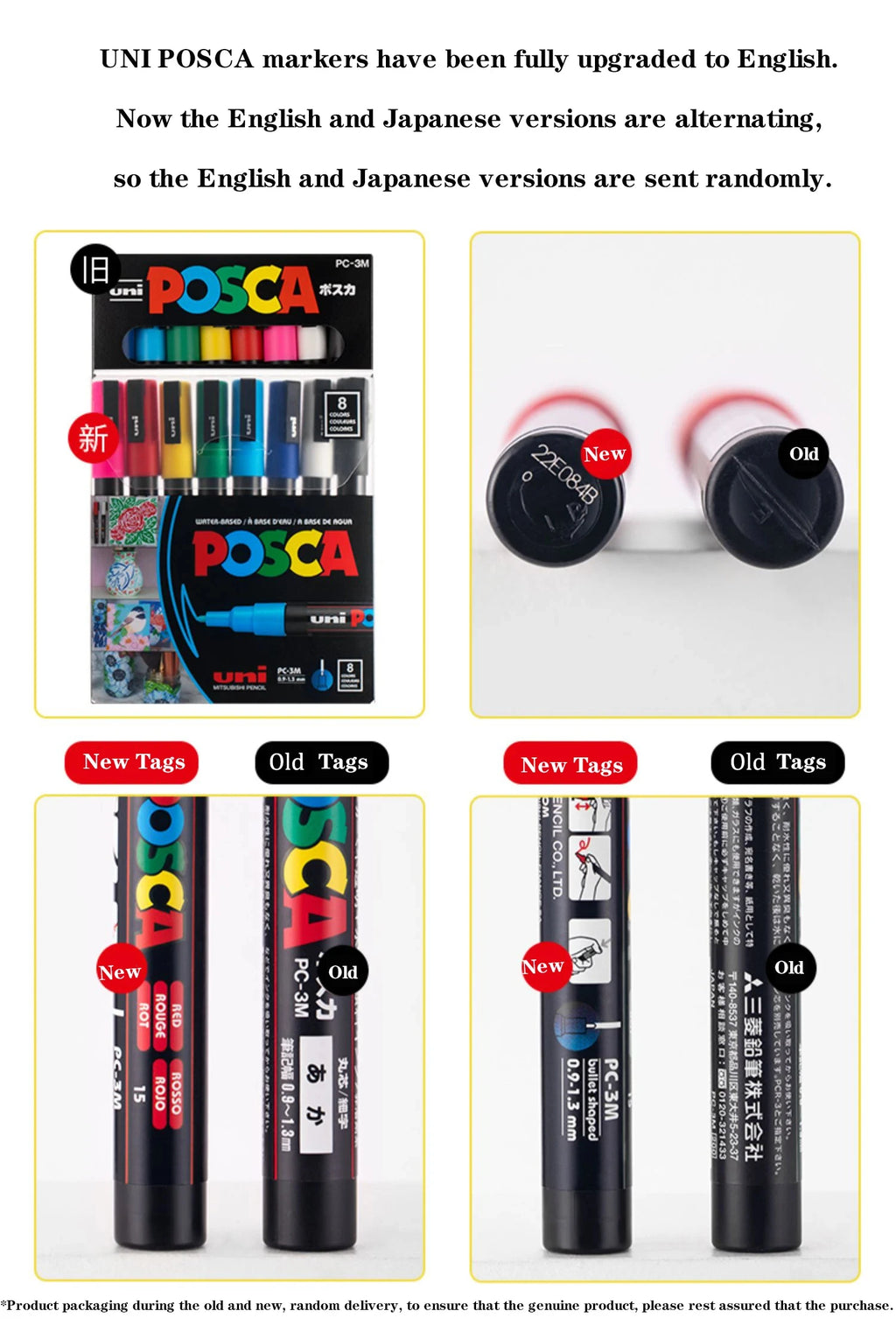 UNI POSCA Marker Pen,White Black Acrylic Plumones Rotuladores PC-1M,3M,5M POP Poster Pen/Graffiti Advertisement Art Supplies 1PC