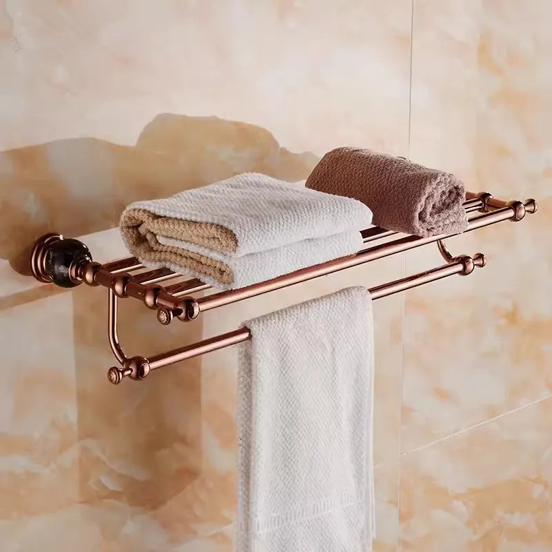 Bathroom Accessories Bath Shelf Rose Gold Paper Holder,Towel Bar,Soap Holder,Towel Rack,Glass Shelf,Hook bathroom Hardware Brass