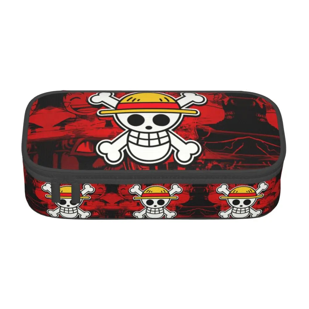 Custom One P-Pieces Cute Pencil Case Boys Girls Large Capacity Straw Hat Pirates Skull Pencil Bag Students Stationery