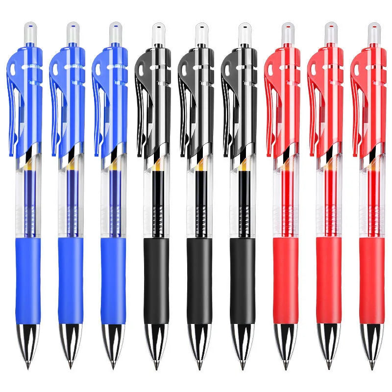 1-12PCS Retractable Red Blue Black Ink Gel Pens Colored Aesthetic Stationery Pen Supplies Ballpoint Office Pencil Writing School