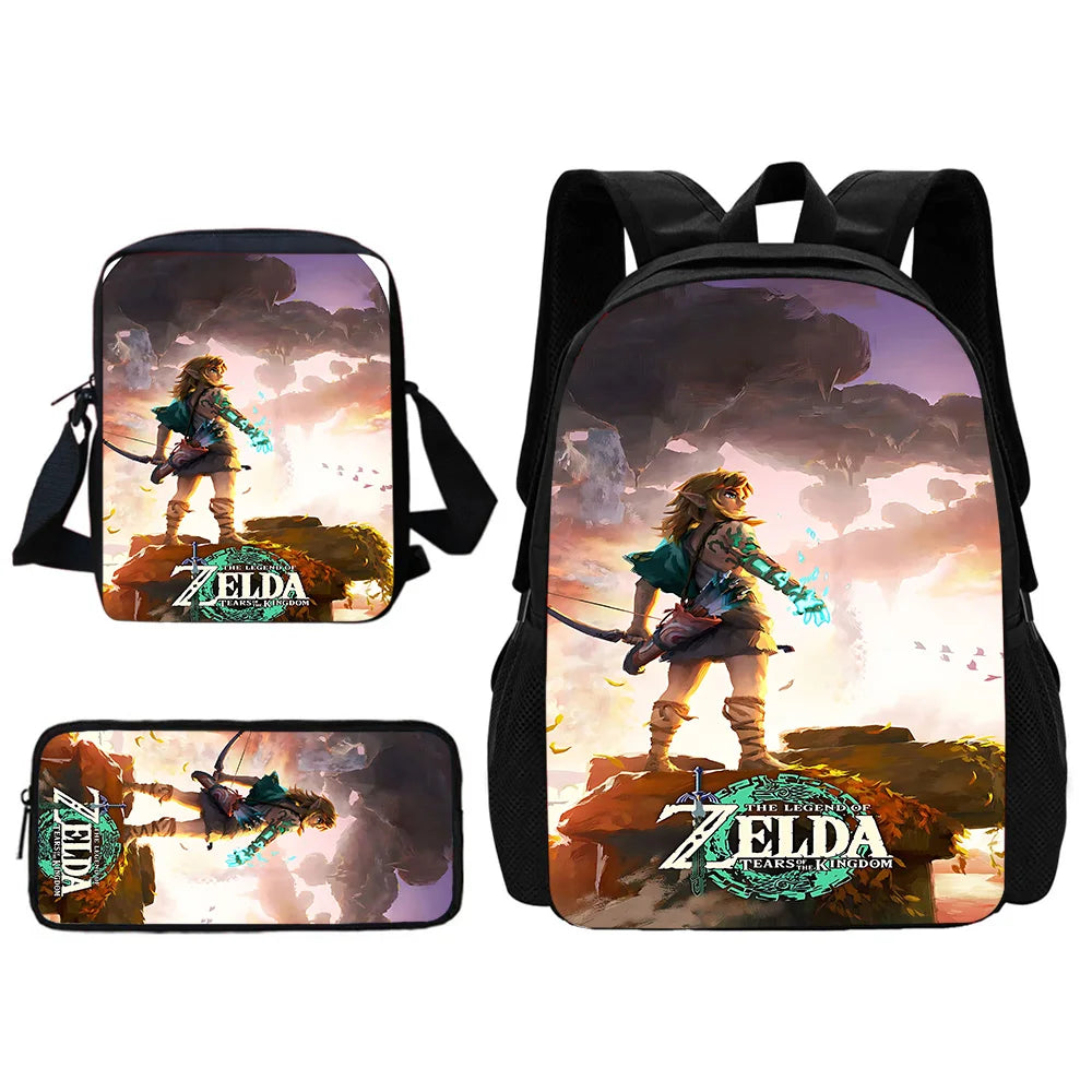 Child School The Legends of Zeldas Backpack with Lunch Bags ,Pencil Bags ,School Bags for Boys Girls Best Gift