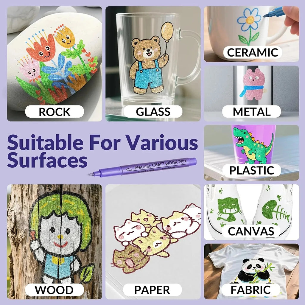 36 Color Metallic Paint Markers Acrylic Paint Pens for Wood Canvas Stone Rock Painting Glass Ceramic Surfaces DIY Crafts