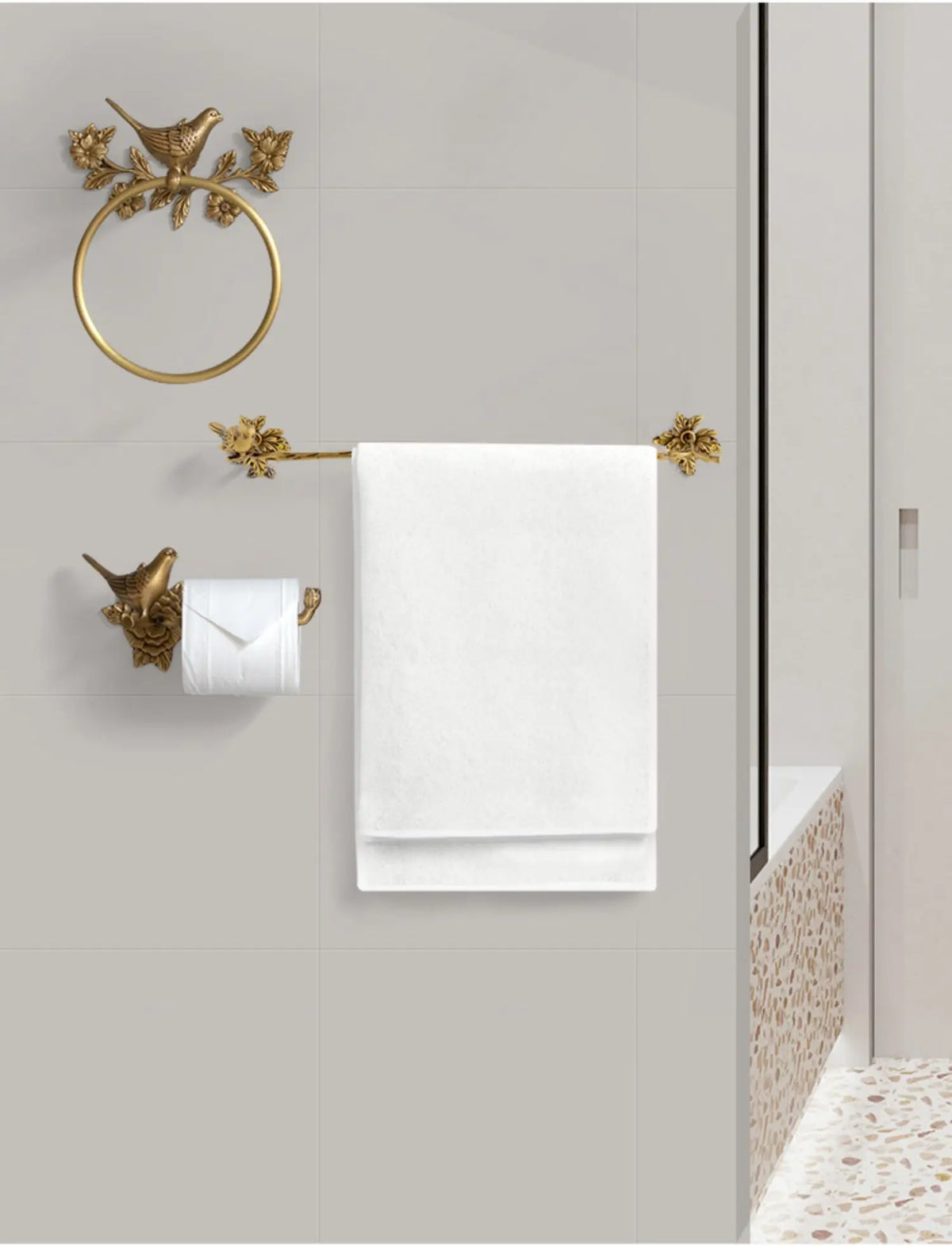 Retro Brass Bird Towel Ring Storage Rack Perforation-free Towel Rack for Bathroom and Bathroom Paper Towel Storage Wall Hanging