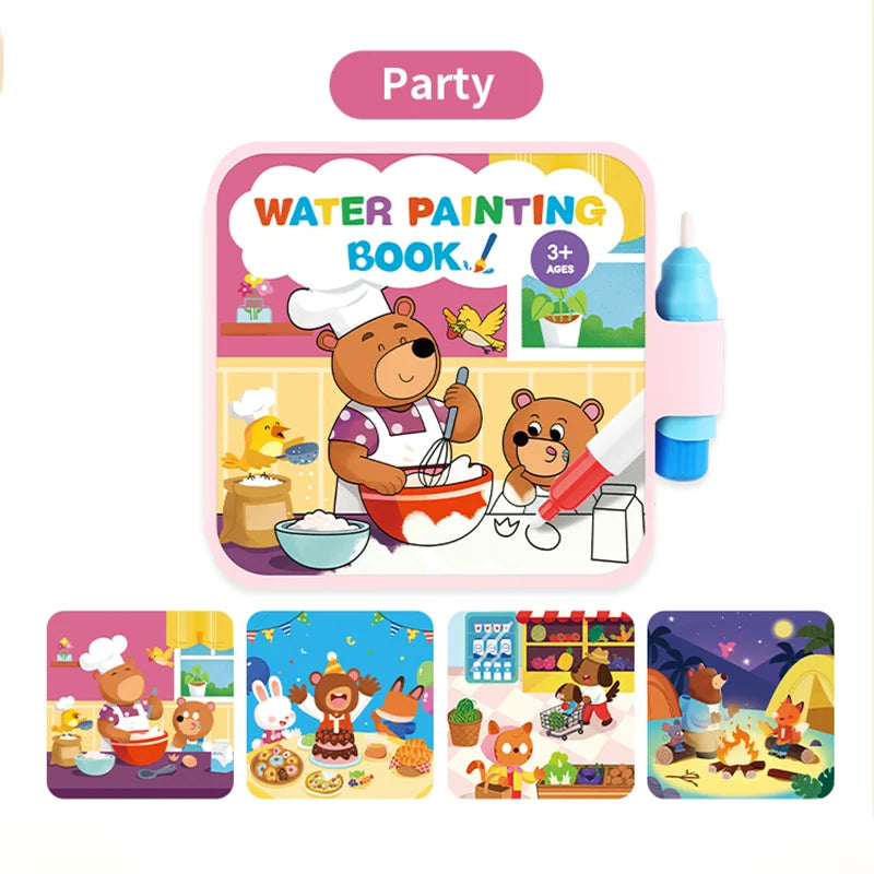 Reusable Water Drawing Doodle Book with Magic Pen, Kids Coloring Drawing Board, Early Educational Toy, Birthday Gift for Kids