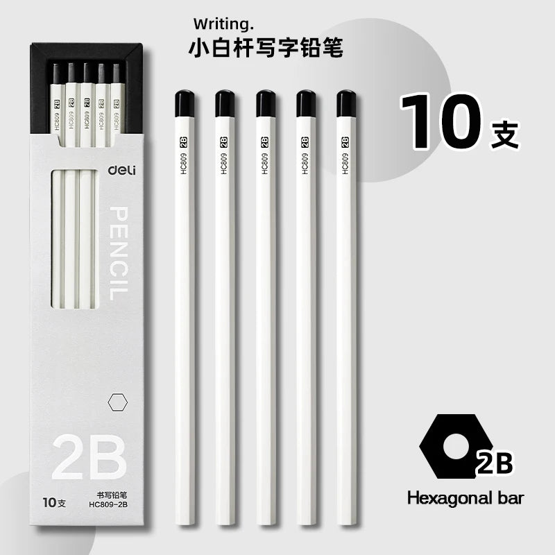 10pcs Deli Wooden Pencil Set 2B HB Black Kawaii Pen For Drawing Sketch Writing Smooth Write lapiseira profissional School Office