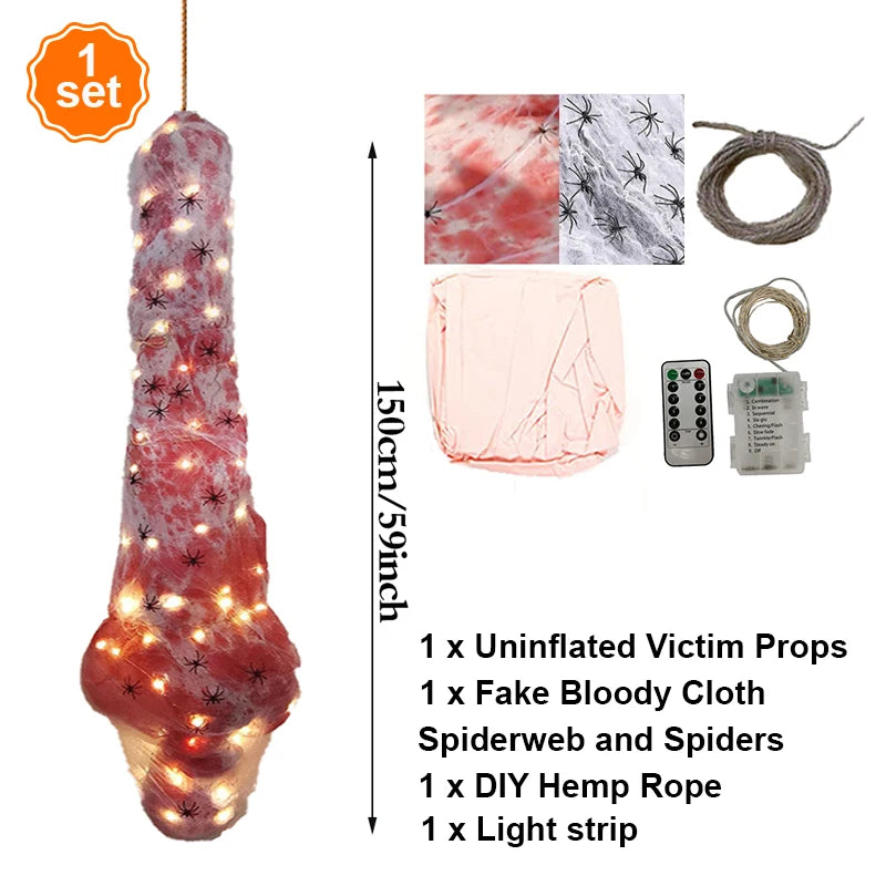 Halloween Dead Props Horror Outdoor Decoration Creepy Corpse Lamp Set Scary Fake Victim Haunted House Home Hanging DIY Halloween