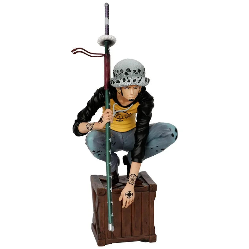23cm ONE PIECE Anime Figure Oka Shichibukai Trafalgar D. Water Squatting Position Collect Action Figure Pvc Model Doll Gift Toys