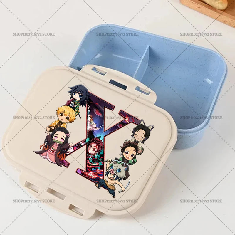 Demon Slayer Lunch Box Anime Letter A-Z Food Storage Containers Kids School Picnic Bento Boxes Office Dinner Case Boy Girl Gift