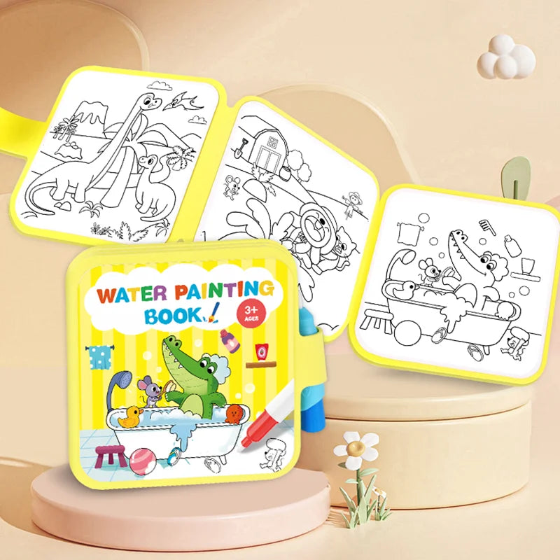 Reusable Water Drawing Doodle Book with Magic Pen, Kids Coloring Drawing Board, Early Educational Toy, Birthday Gift for Kids