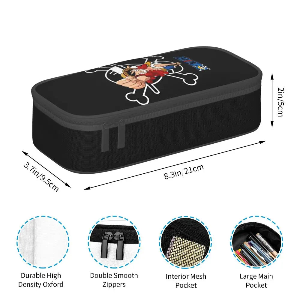 Custom One P-Pieces Cute Pencil Case Boys Girls Large Capacity Straw Hat Pirates Skull Pencil Bag Students Stationery