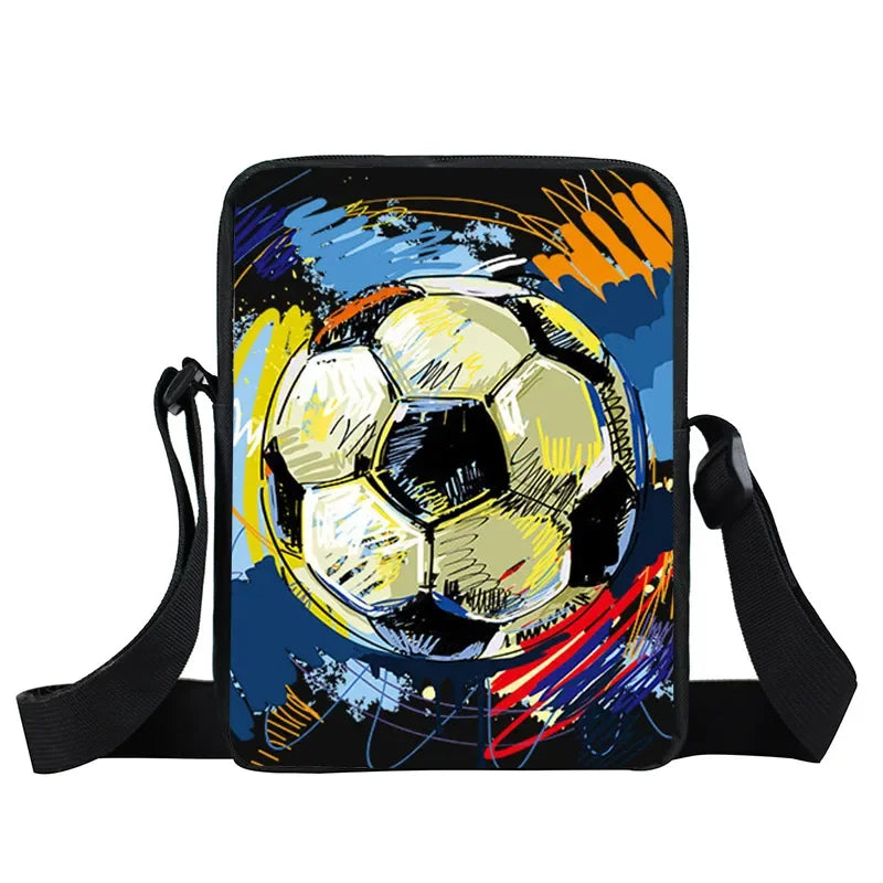 Cool Footbally / Soccerly Print Messenger Bag Girls Boys Handbags Children Shoulder Bag for Travel Kids Satchel Bookbags