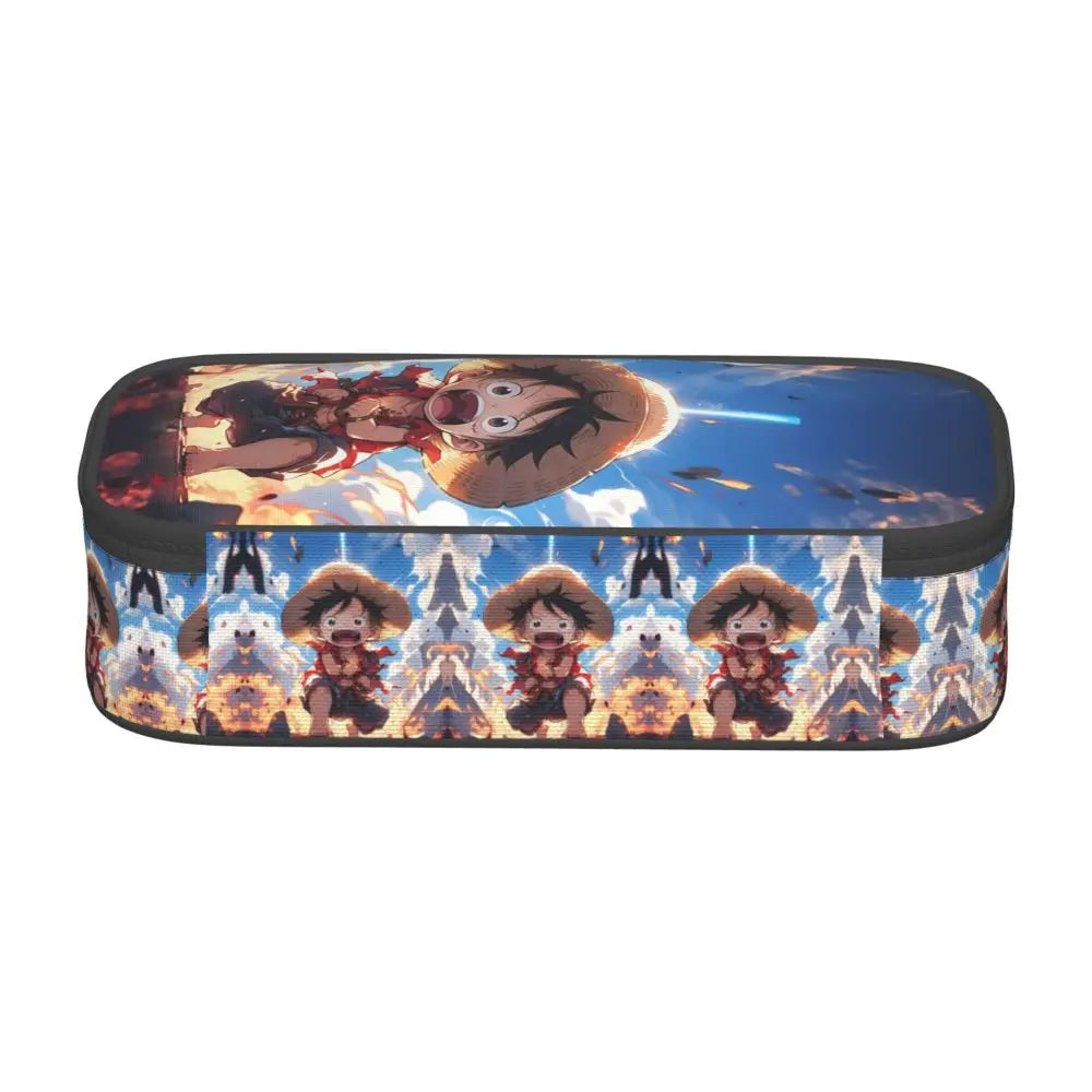 Custom One P-Pieces Cute Pencil Case Boys Girls Large Capacity Straw Hat Pirates Skull Pencil Bag Students Stationery