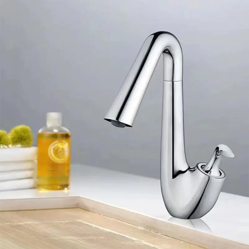 New Arrival Basin Faucet Hot and Cold Bathroom Single Lever Brass Black Rose Gold Rotation Sink Mixer Tap Decked
