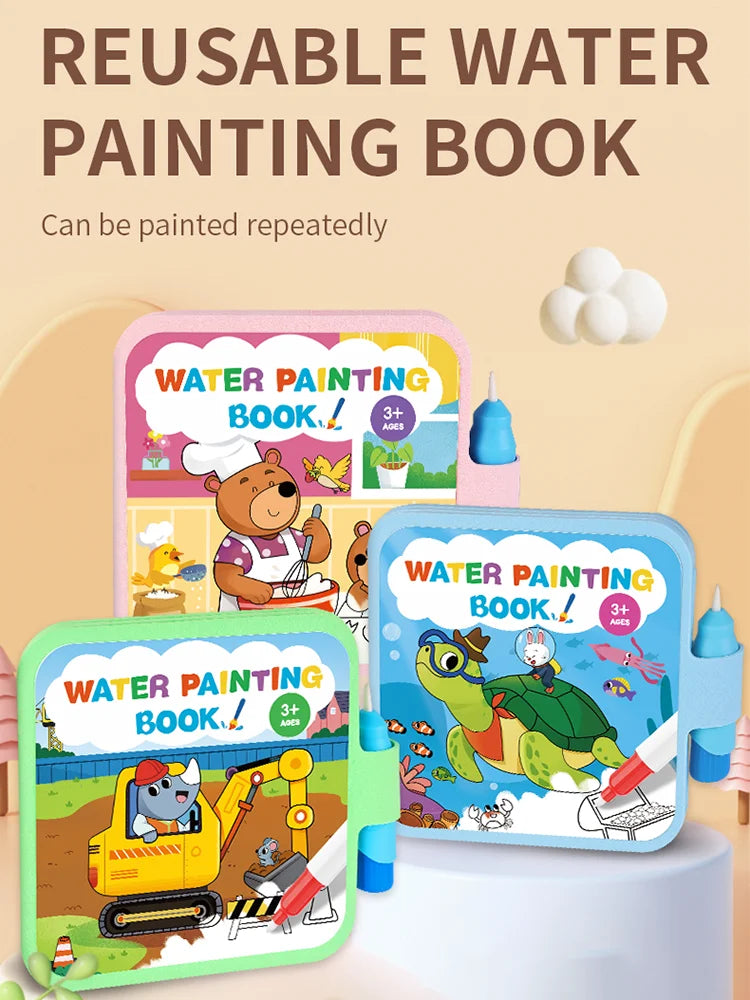 Reusable Water Drawing Doodle Book with Magic Pen, Kids Coloring Drawing Board, Early Educational Toy, Birthday Gift for Kids