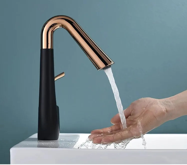 New Arrival Basin Faucet Hot and Cold Bathroom Single Lever Brass Black Rose Gold Rotation Sink Mixer Tap Decked
