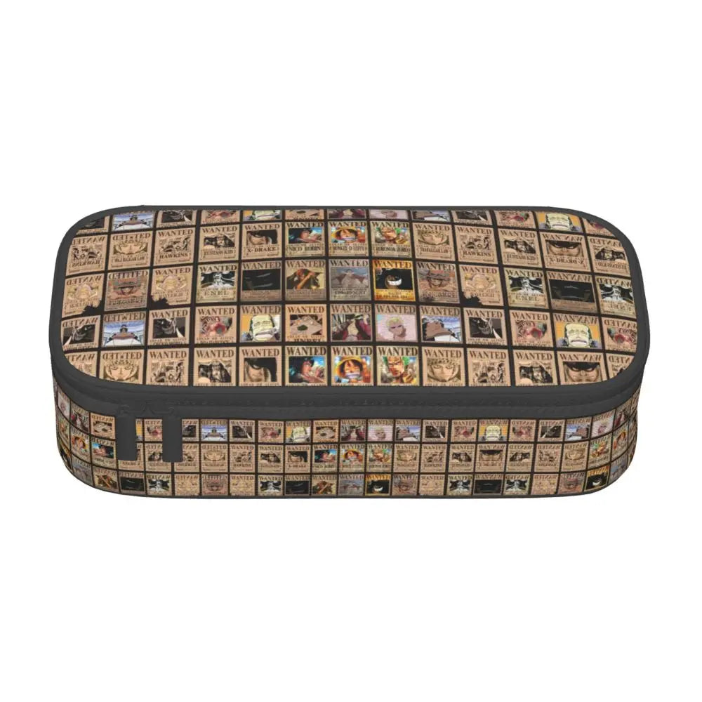 Custom One P-Pieces Cute Pencil Case Boys Girls Large Capacity Straw Hat Pirates Skull Pencil Bag Students Stationery
