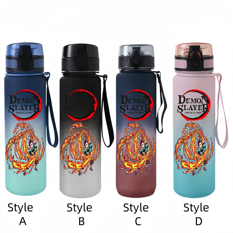 Demon Slayer 650ml Cartoon Characters Portable Water Cup Large Capacity Outdoor Sports Plastic Leak-proof Water Bottle Gift