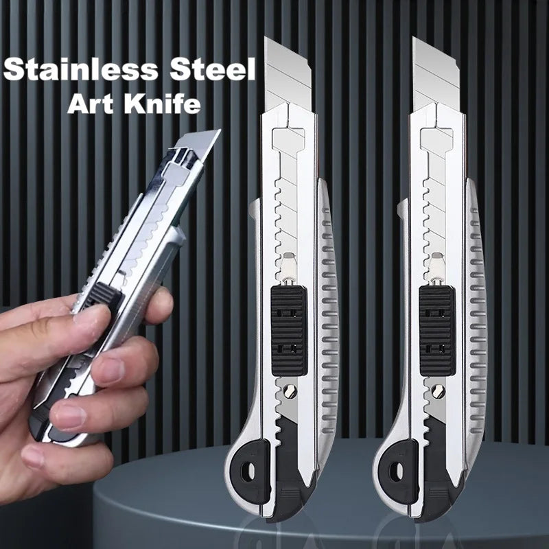 Utility Knife Box Cutter Retractable Heavy Duty Knife,Blade Storage Design 5PCS Blades Build In Professional Wallpaper Knife