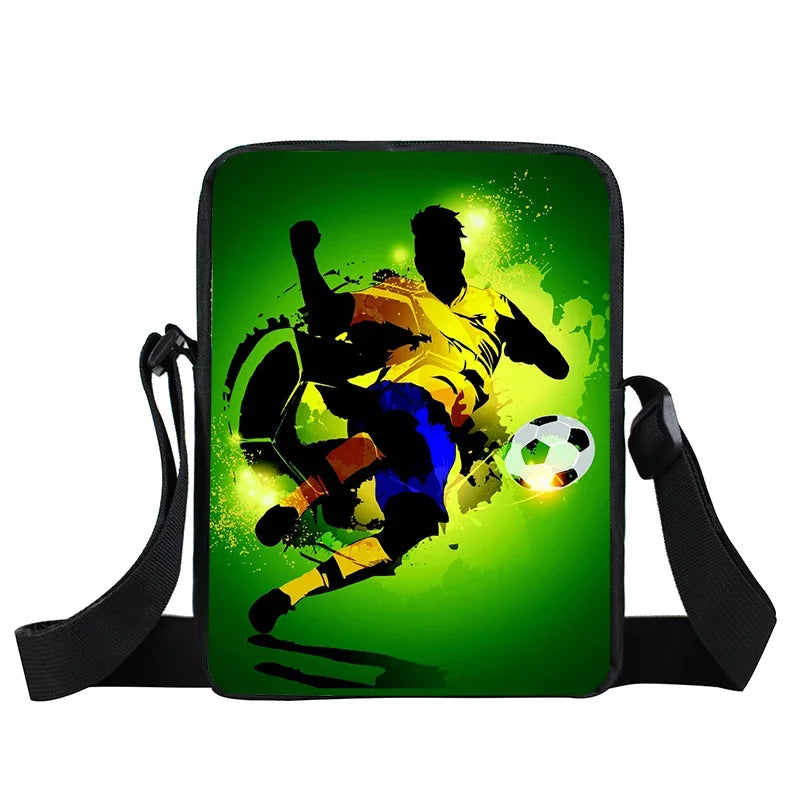 Cool Footbally / Soccerly Print Messenger Bag Girls Boys Handbags Children Shoulder Bag for Travel Kids Satchel Bookbags