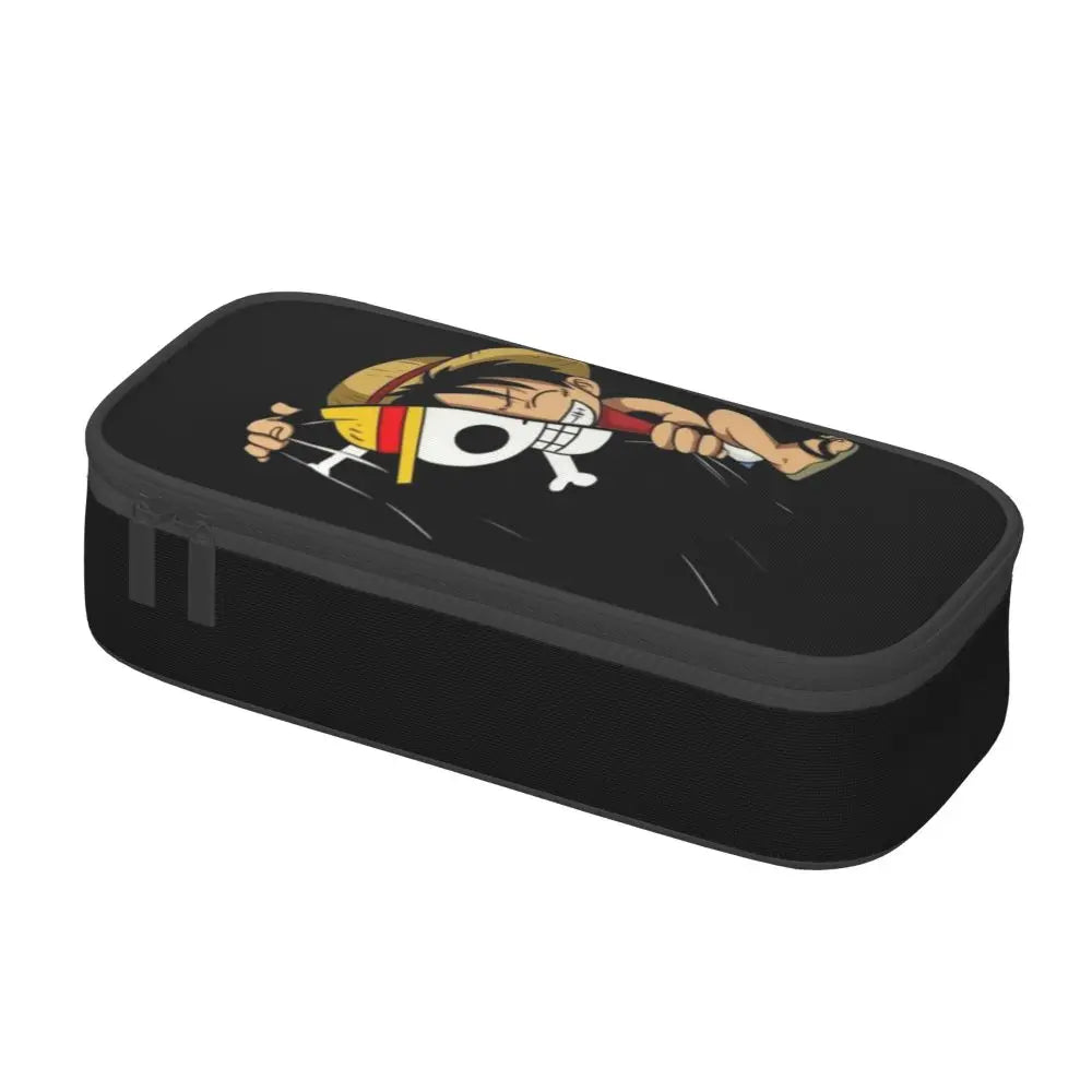 Custom One P-Pieces Cute Pencil Case Boys Girls Large Capacity Straw Hat Pirates Skull Pencil Bag Students Stationery