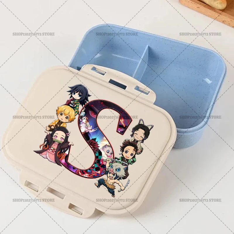 Demon Slayer Lunch Box Anime Letter A-Z Food Storage Containers Kids School Picnic Bento Boxes Office Dinner Case Boy Girl Gift
