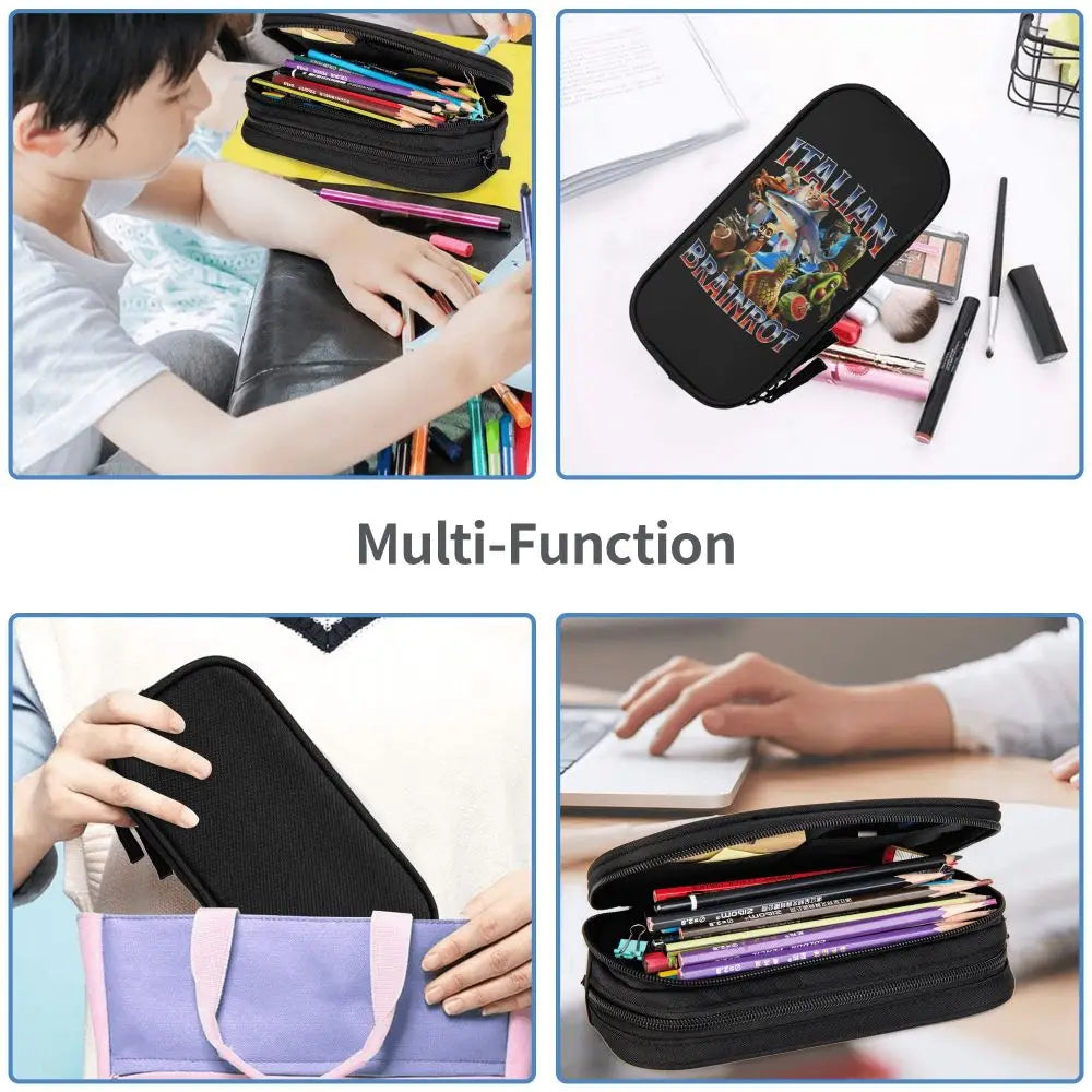 Italian Brainrot Tralalero Tralala Pencil Cases Pencil Pouch Pen Box for Student Big Capacity Bag School Supplies Stationery