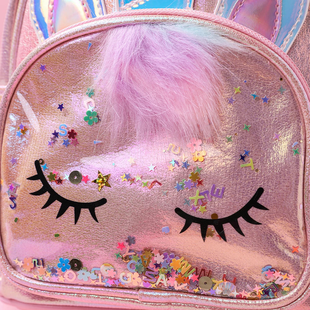 Sequin Unicorn Cute PU and Plush Children's Student Backpack Cartoon Fashion Kids School Bag Cartoon Princess Girls Backpacks